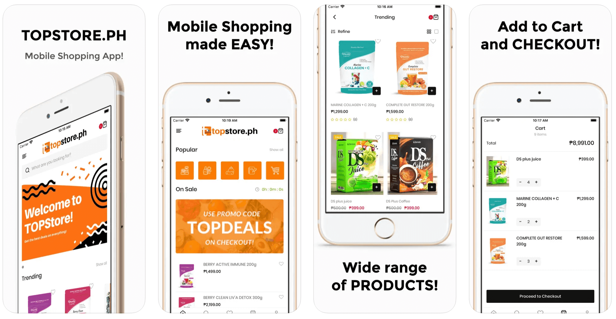 TOPSTORE.PH — Mobile shopping app with promo codes and checkout built by VenderIT