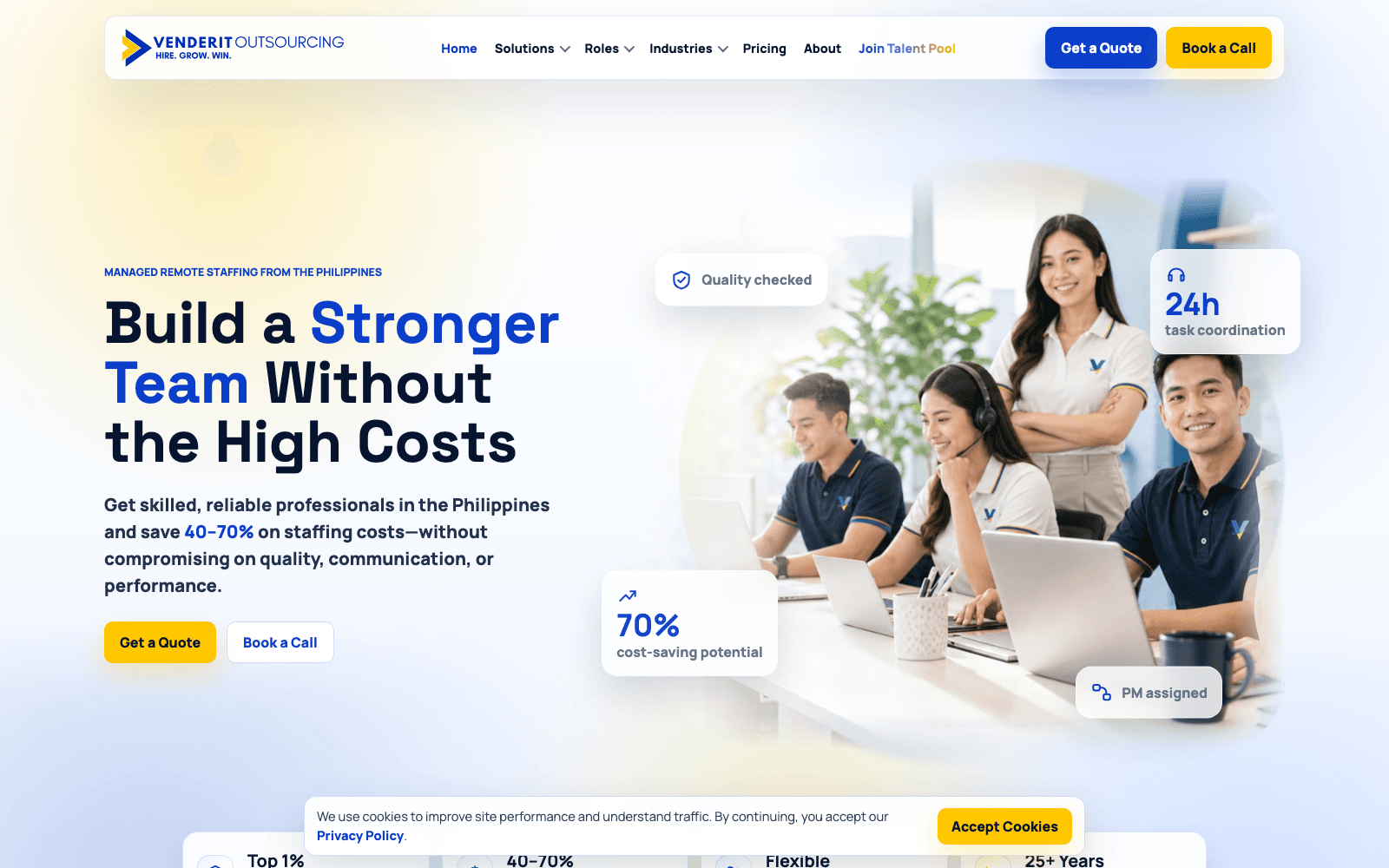 VenderIT Outsourcing — Multi-page staffing site with client and applicant intake built by VenderIT