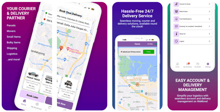 WeMove — Courier booking app with a driver side and wallet built by VenderIT